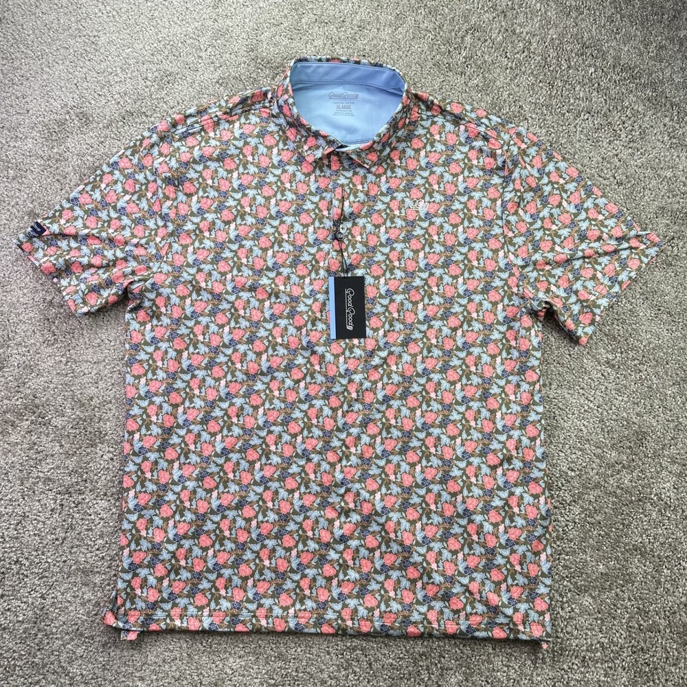 Good Good Golf Men's Size XL "Through The Green" Golf Polo All Over Pattern NEW